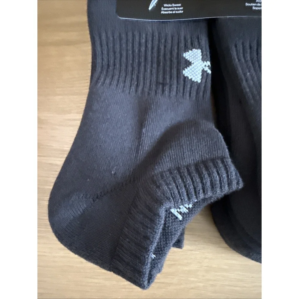 Under Armour Mens Training Cotton -‎ Cushioned No Show  Black Socks SZ 8.5-13
